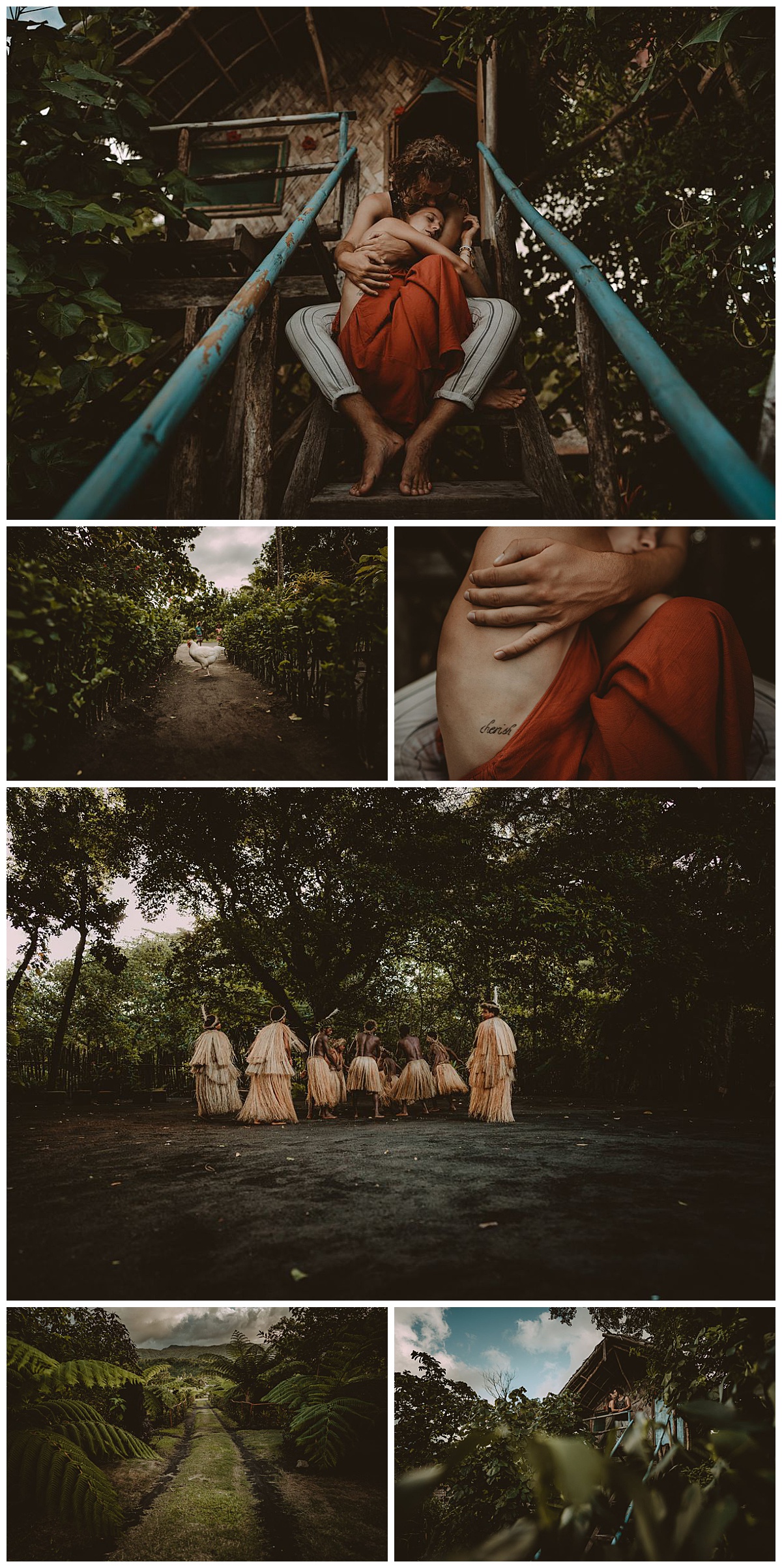 Traditional dances and traditional bungalows on the island of tanna in Vanuatu taken during a couple's holiday. 