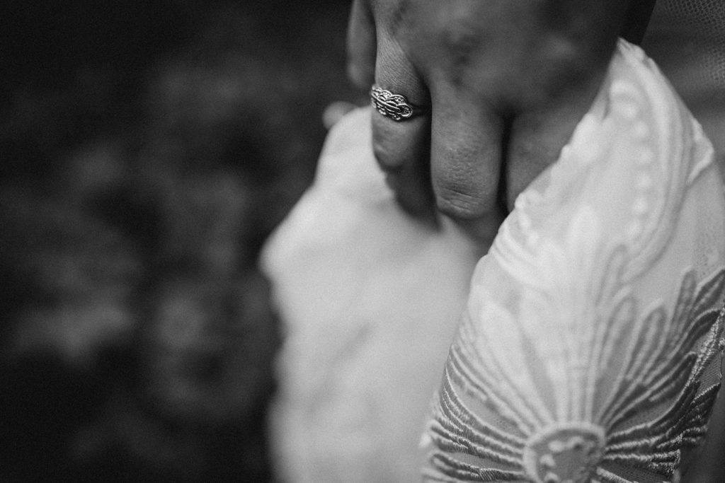 Details of bride ring and dress taken on Erakor Island